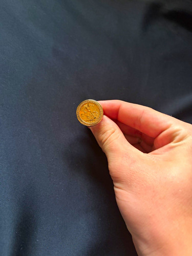 Gold colour coin - signet, ring