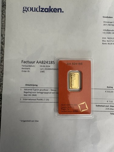 Valcam suisse gold bar - 5g,