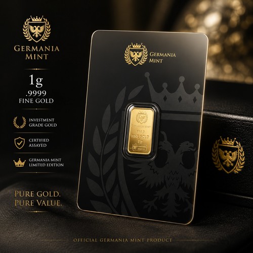 Germania mint 999 gold bar - germania, 1g