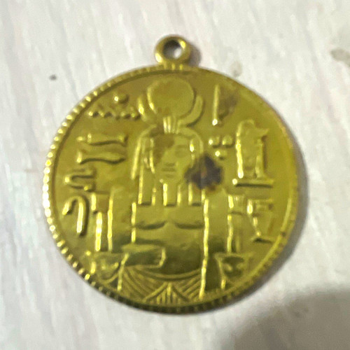 Round coin pendant yellow - pendant, gold